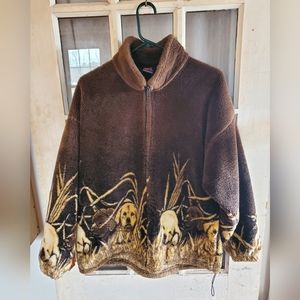 Vintage Mazmania Fleece Full-Zip Hunting Dog Puppies Jacket